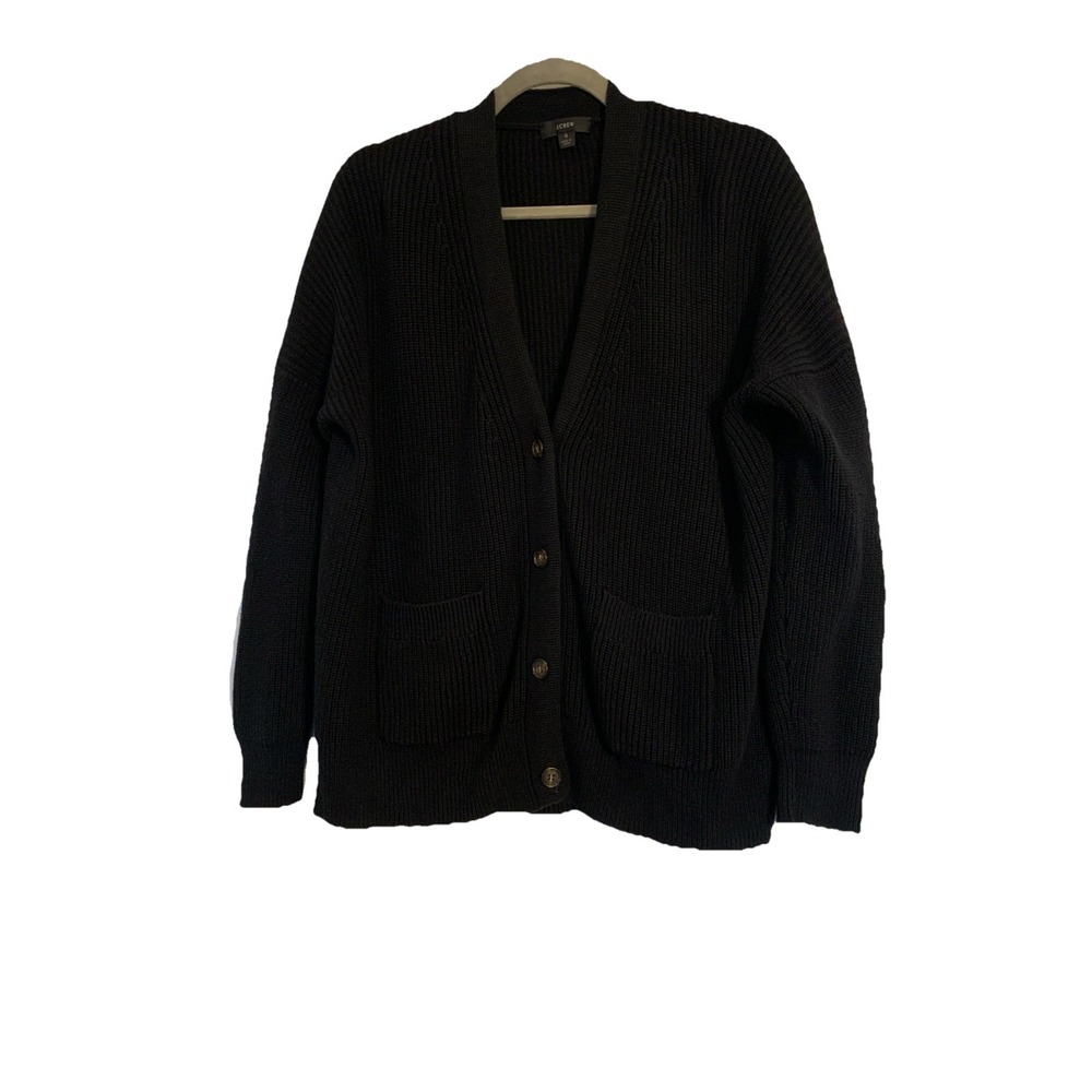 J.Crew Cardigan Sweater Women S Black Button Front V-Neck Cashmere Blend Preppy - Picture 6 of 13